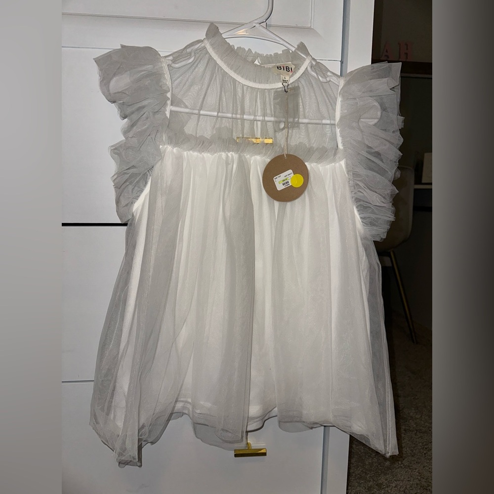 White Toule Top